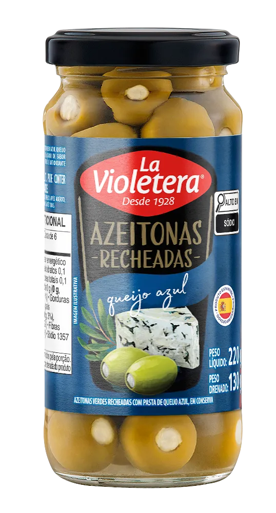 Azeitona Verde Recheada com Queijo Azul La Violetera 130g