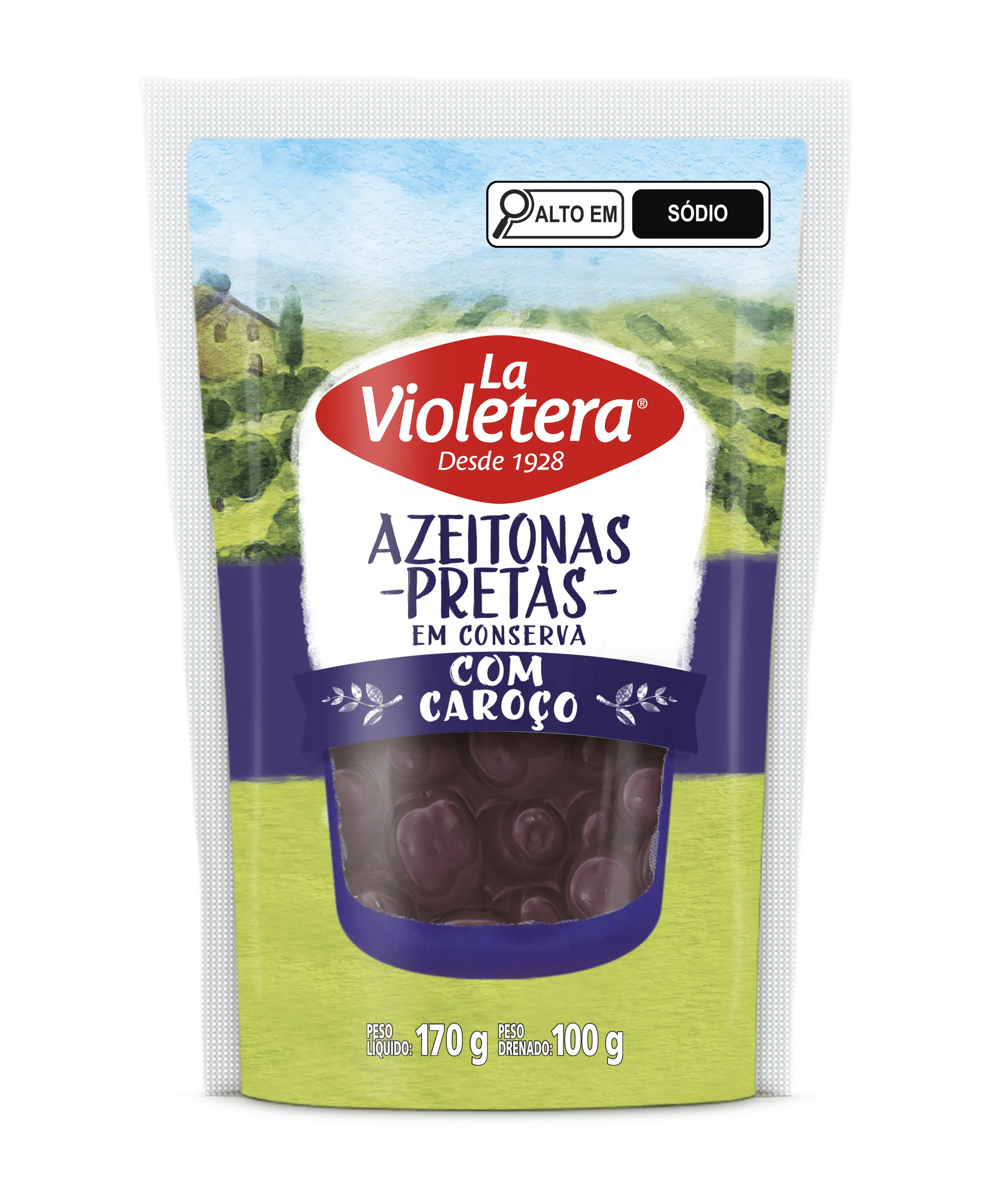 Azeitona Preta com Caroço La Violetera Doy Pack 100g 