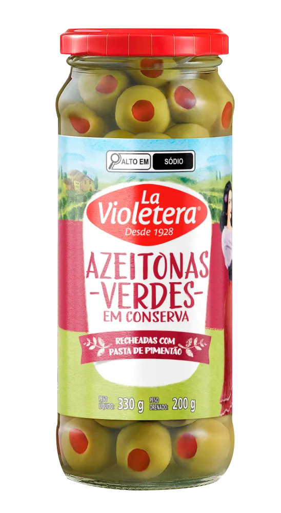 Azeitona Verde Recheada Com Pasta De Pimentão La Violetera 200g