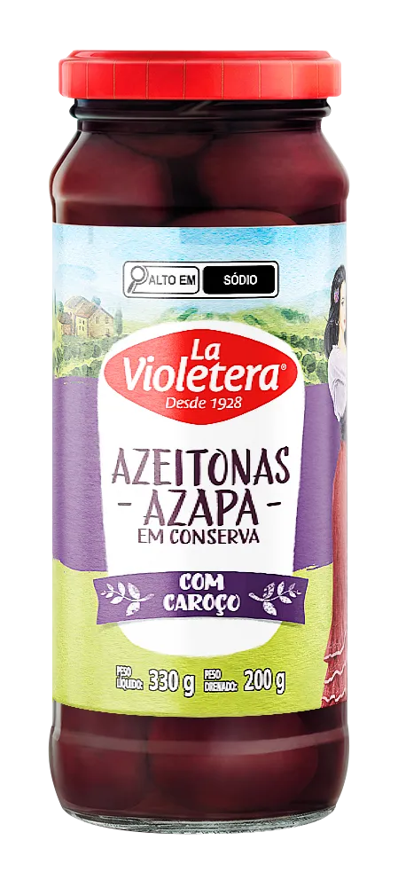 Azeitona Preta Azapa Graúda com caroço La Violetera 200g