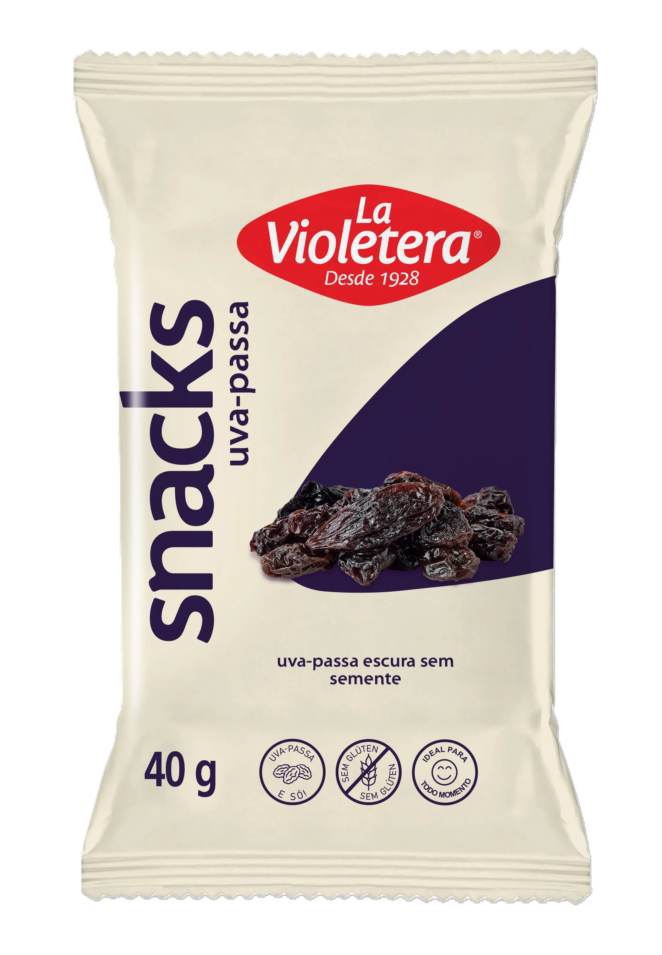 Snack La Violetera Uva Passa Escura Pacote 40g     
