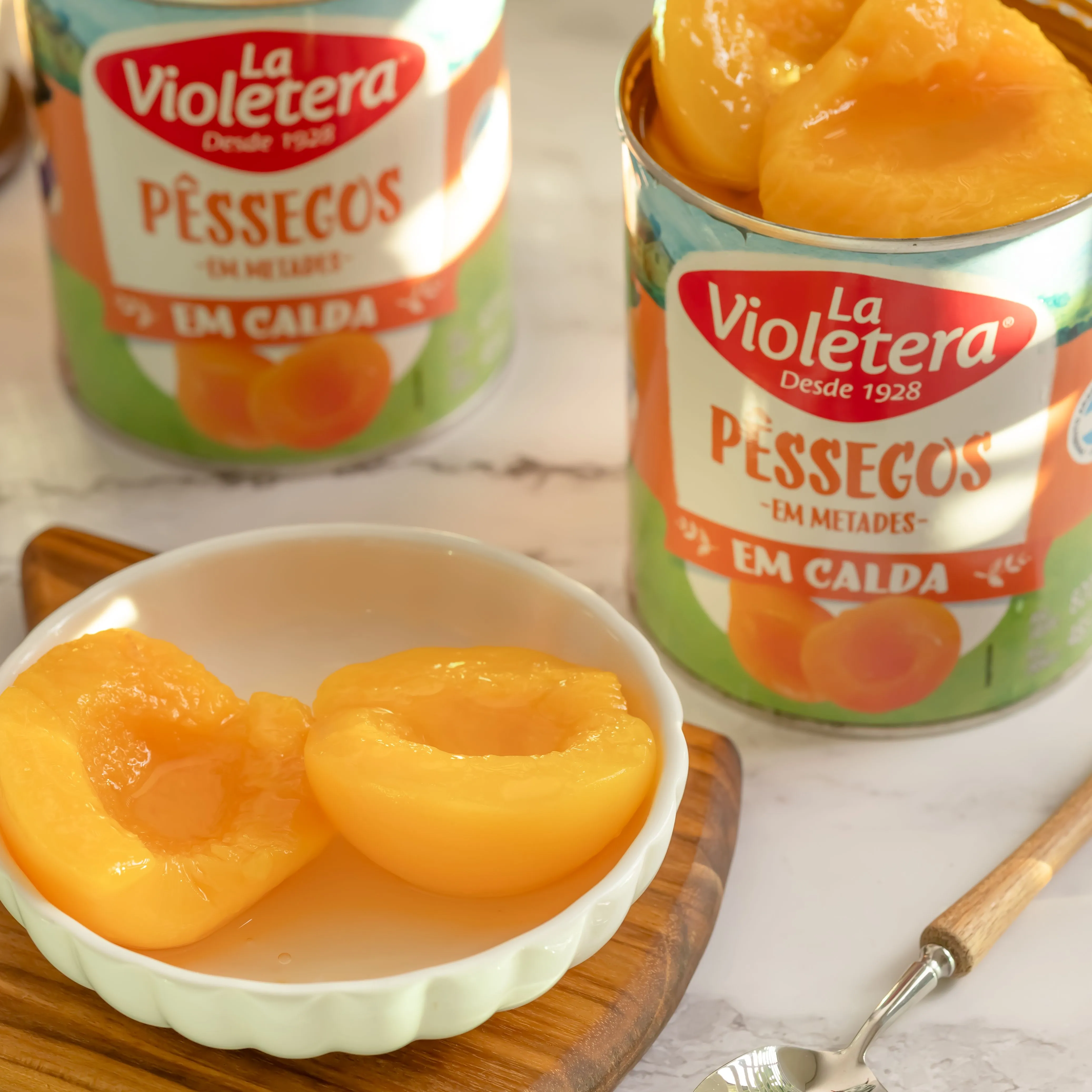 Pessego em Calda La Violetera Lata 485g