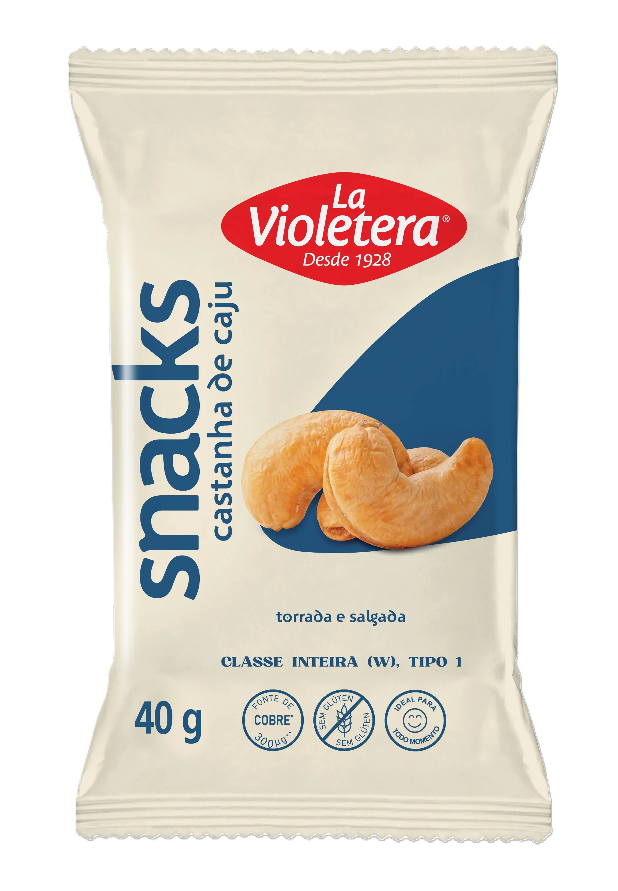 Snack La Violetera Castanha Caju Torrada e Salgada Pacote 40G