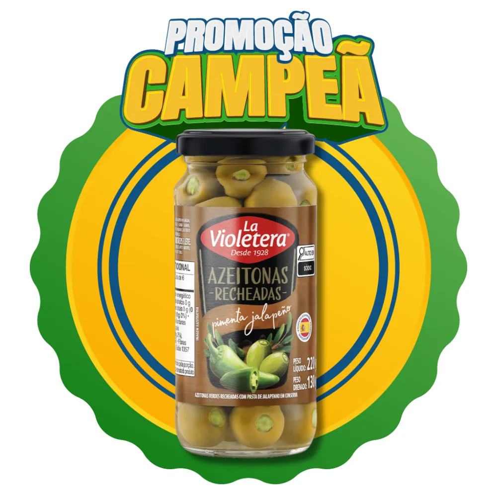 Azeitona Recheada com Pimenta Jalapeño La Violetera 130g