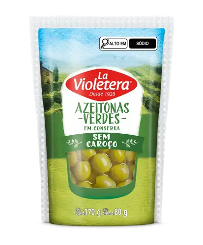 Azeitona Verde sem Caroço La Violetera Doy Pack 80g 