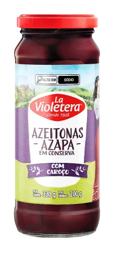 Azeitona Preta Azapa Graúda com caroço La Violetera 200g