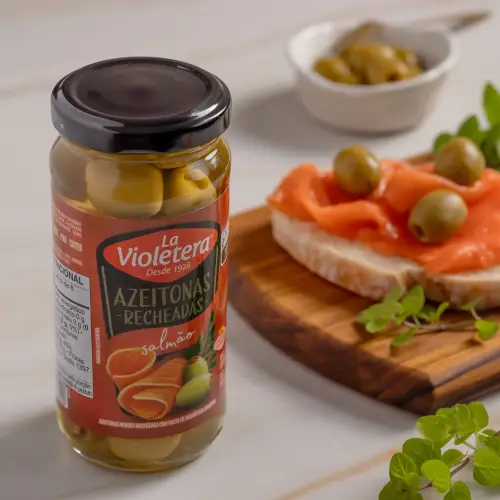 Azeitona Verde Recheada com Salmão La Violetera 130g 