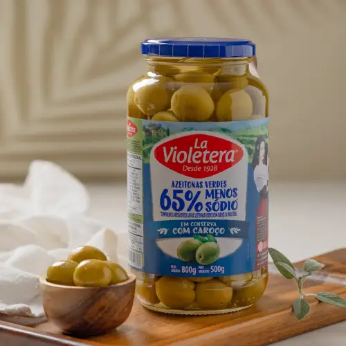 Azeitona Verde com caroço Menos Sódio La Violetera 500g
